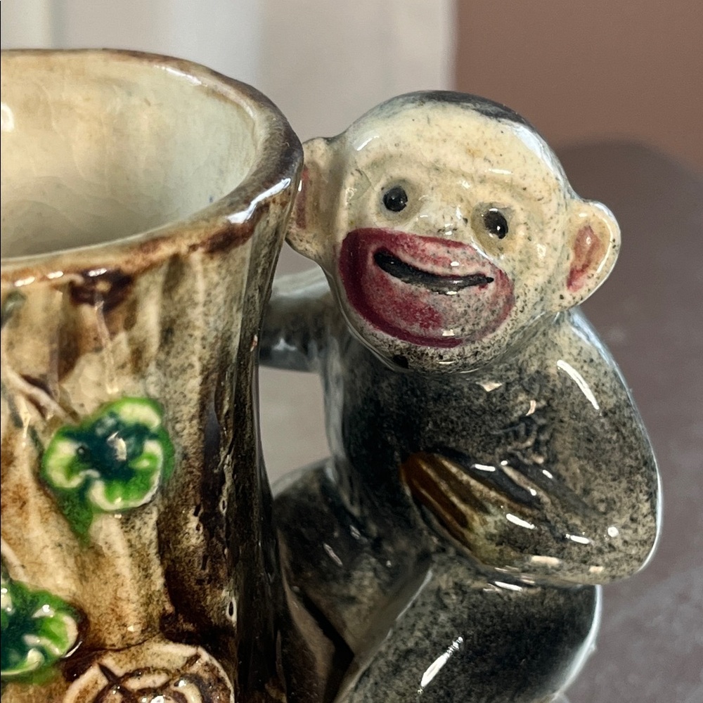 Ceramic Monkey Posy Vase Made in Japan Hand Painted Collectible Cottagecore Vtg - Picture 7 of 8